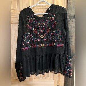 Embroidered Black Blouse